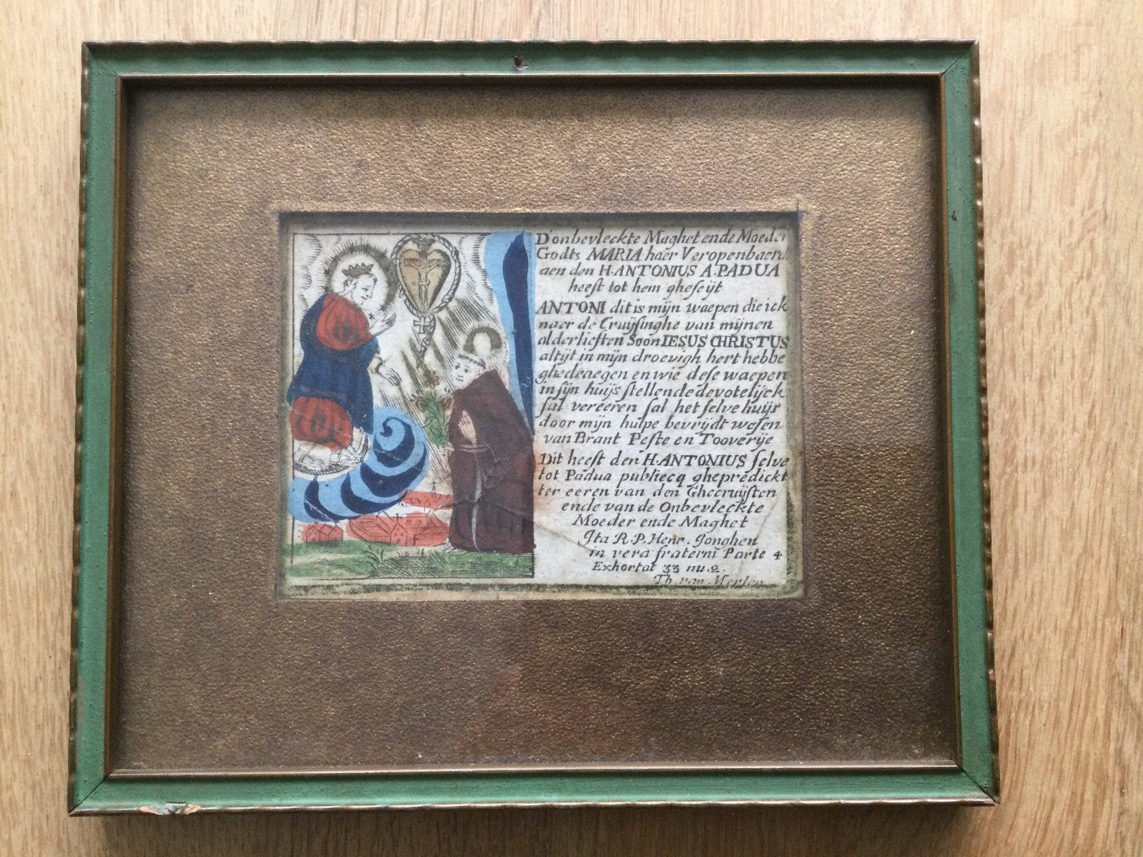 Devotieprent Th van Merlen 17e Antwerpen. Zie beschrijving., Ophalen of Verzenden