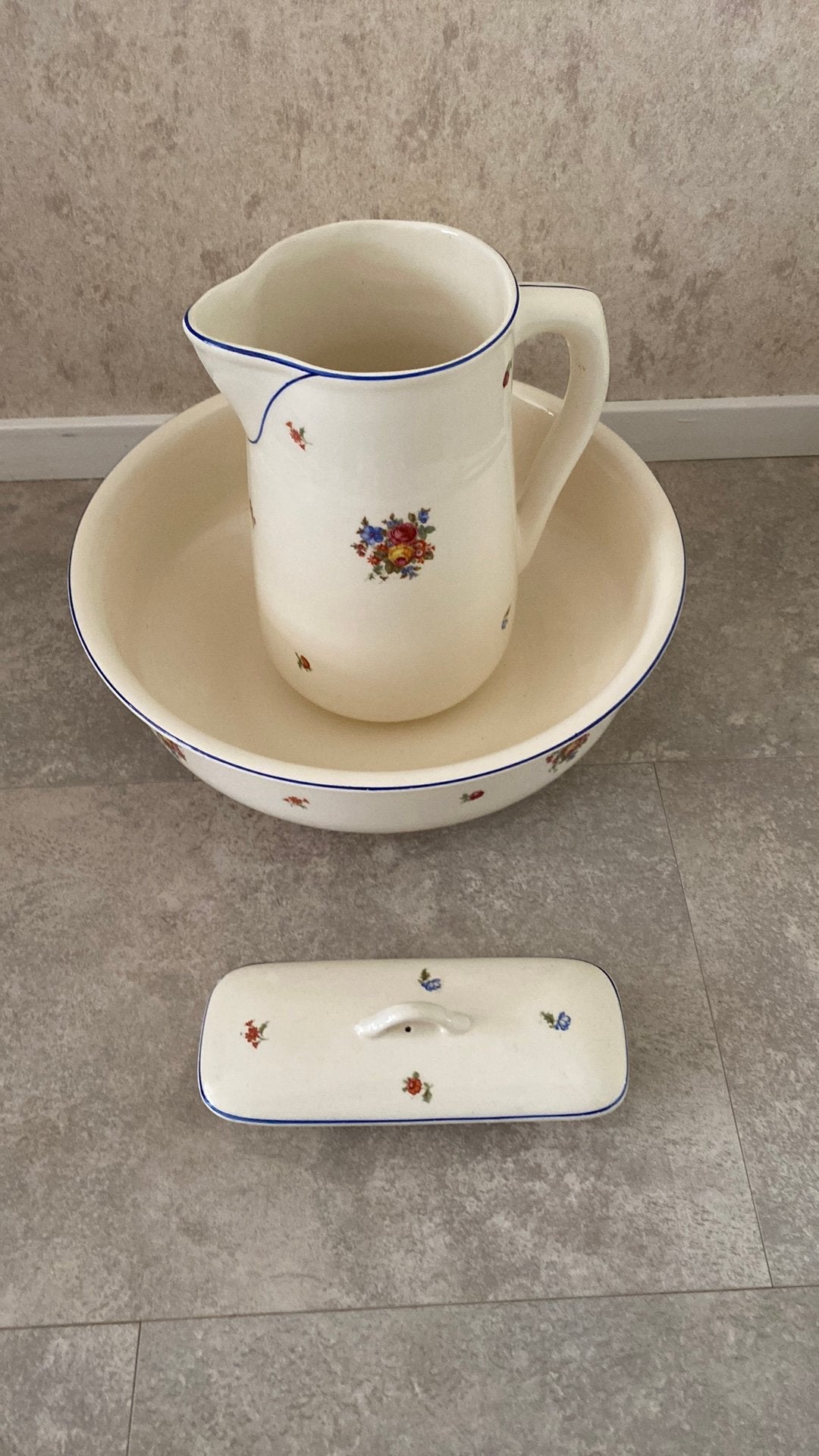 Lampet stel porseleinen 3delig 1920-1930, Ophalen of Verzenden
