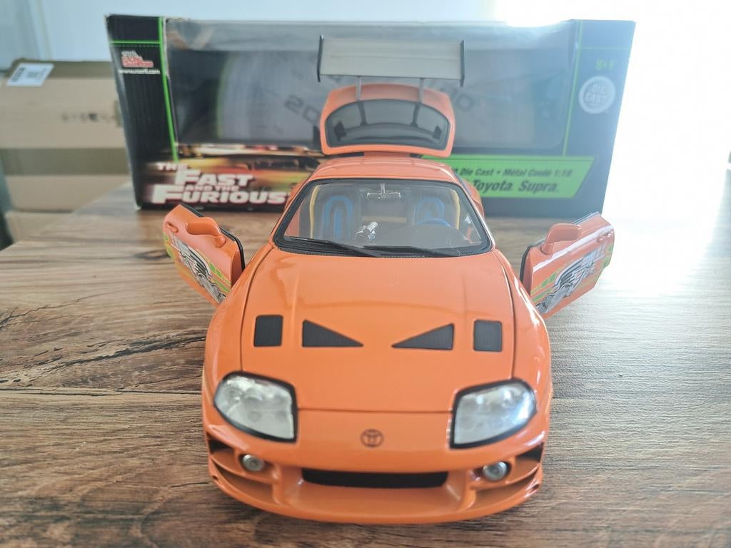 Fast and furious toyota supra ertl 1/18, Ophalen of Verzenden, Zo goed als nieuw, Auto, ERTL