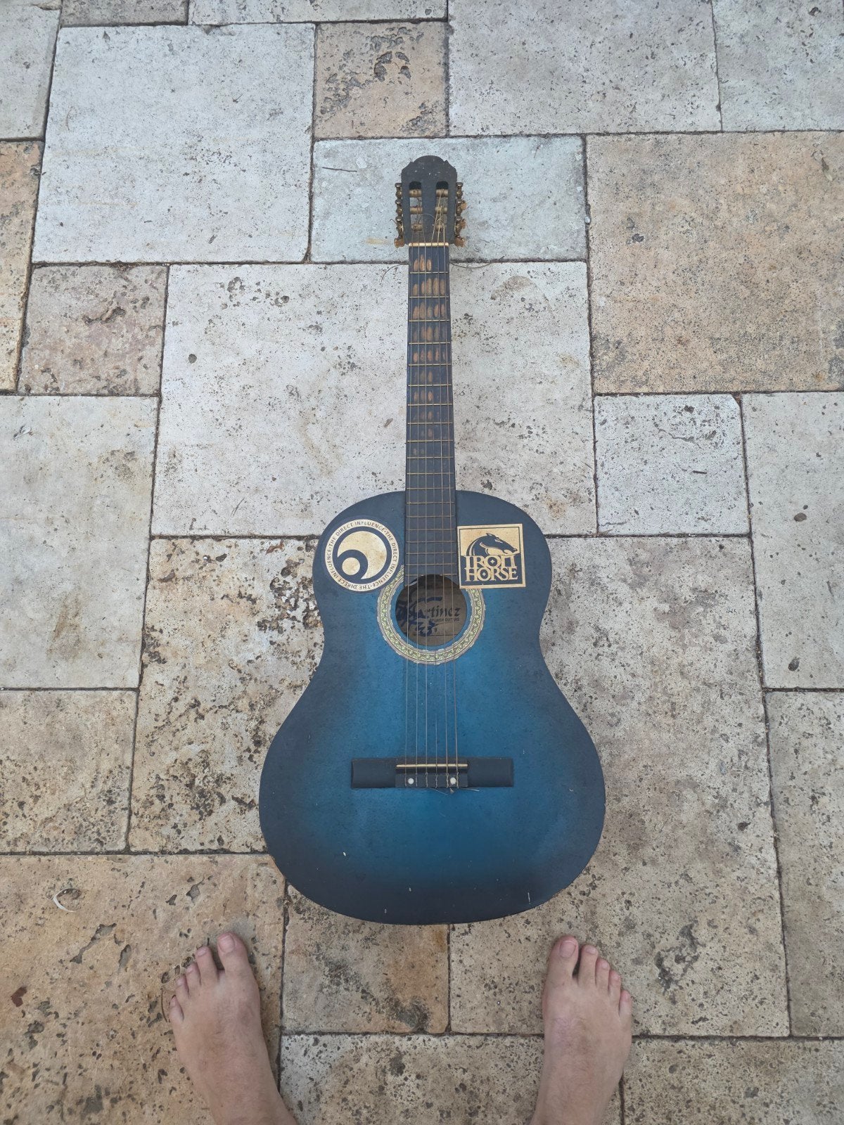 Martinez akoestische gitaar - Blauw, Ophalen, Gebruikt, Klassieke of Spaanse gitaar