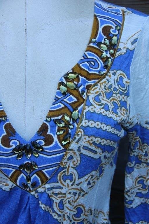 Jurk blauw/ creme Hale Bob mt S Vaste prijs, Blauw, Ophalen of Verzenden, Zo goed als nieuw, Knielengte