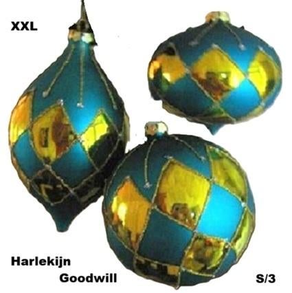Kerstbal Harlekijn XXL kerstornamenten set/3 nieuw, Verzenden, Nieuw