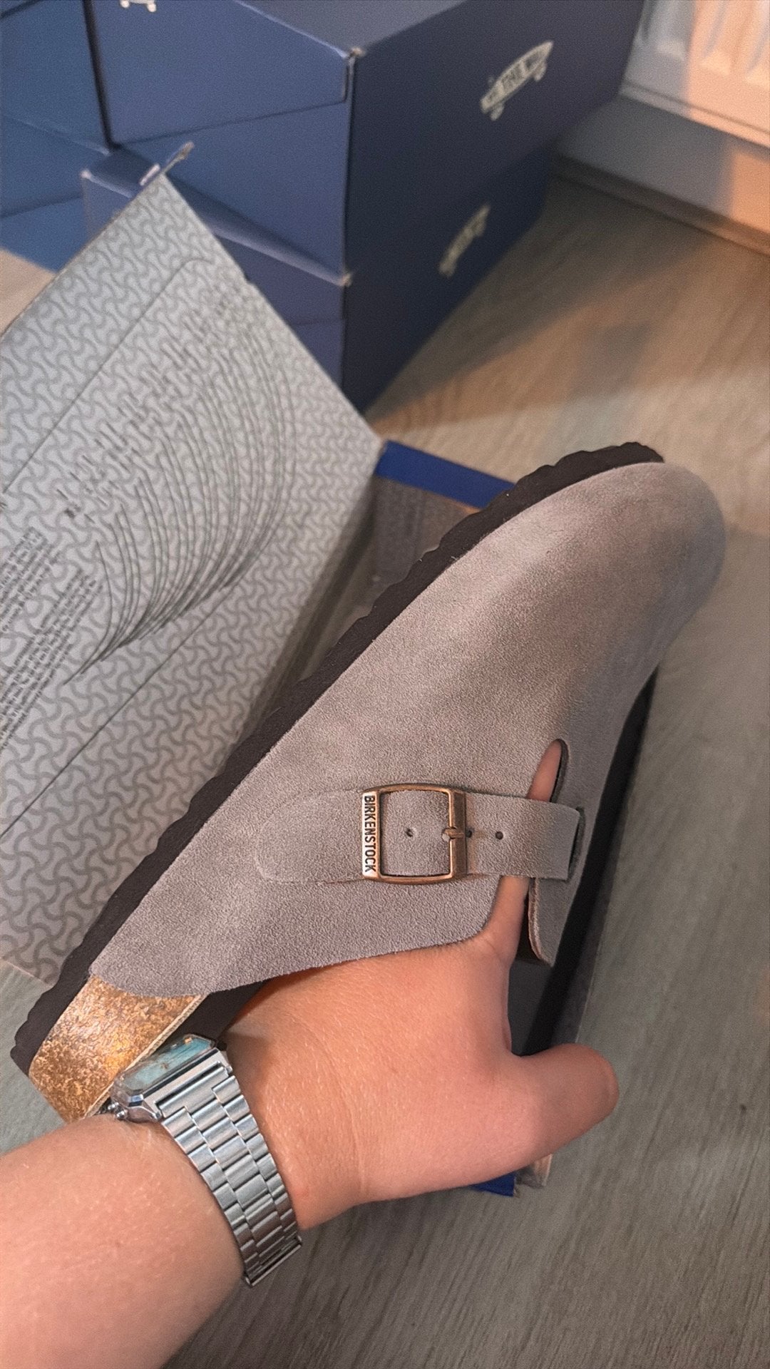 Birkenstock boston smoke grey maat 44, Kleding | Heren, Ophalen of Verzenden, Zo goed als nieuw, Overige kleuren, Sandalen