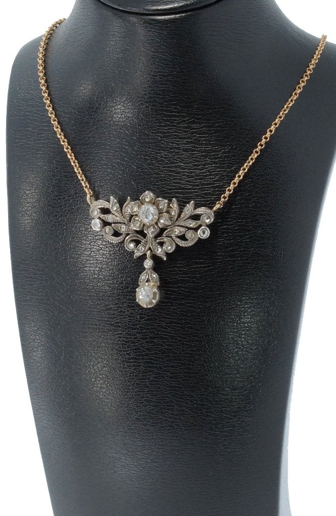 Diamanten jasseron exclusieve 14k gouden ketting antiek, Verzenden, Goud, Ketting, Met edelsteen