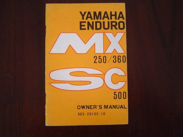 Yamaha MX250 MX360 SC500 1973 motorcycle owner's manual, Motoren, Ophalen of Verzenden, Yamaha