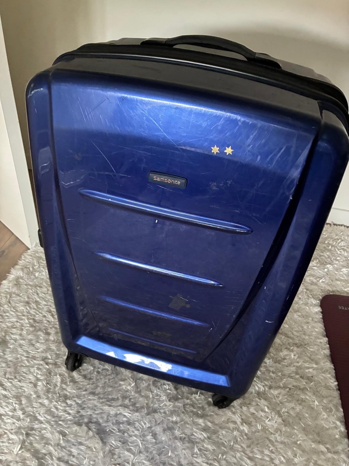 Samsonite koffer - Gebruikt met beschadigingen, 30 cm of meer, Gebruikt, Blauw, Ophalen of Verzenden