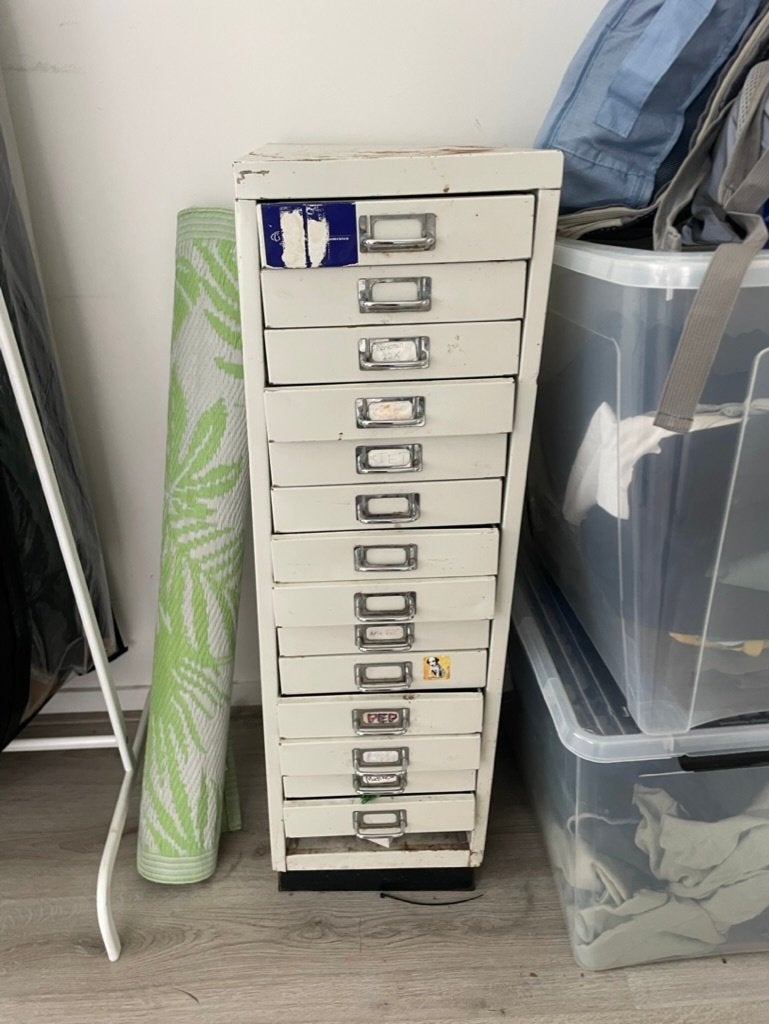 Ijzeren laden kast, Ophalen, Minder dan 50 cm, Gebruikt, 5 laden of meer