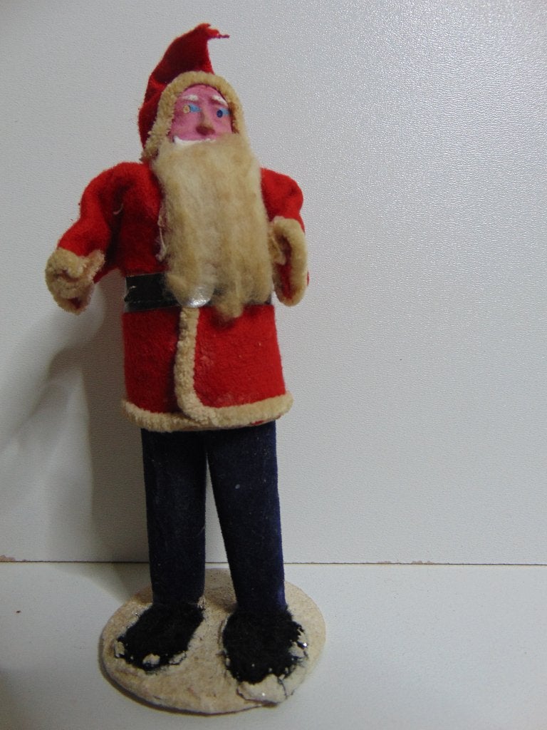 Antiek Kerst mannetje van Papier Mache 13cm, Ophalen of Verzenden, Gebruikt