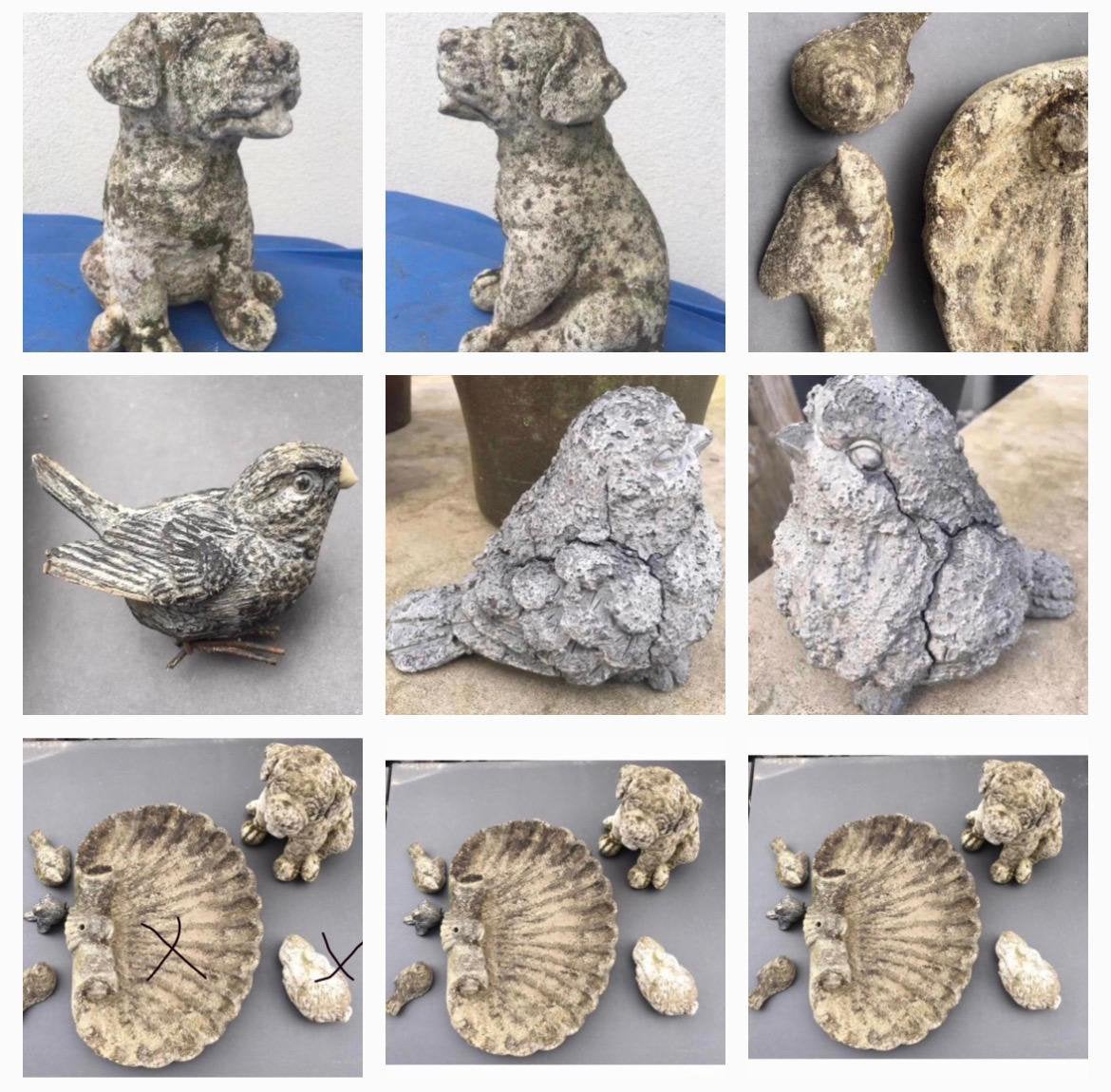 Diverse mooie tuinbeelden van hond vogels, Ophalen, Gebruikt, Beton, Dierenbeeld
