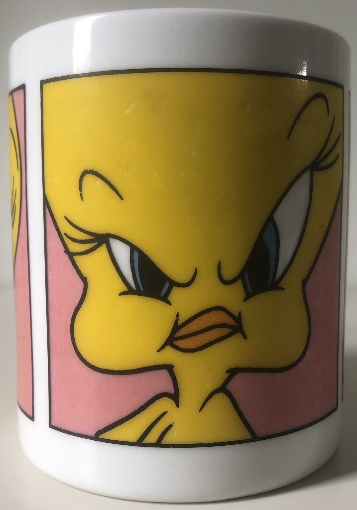LOONEY TUNES - TWEETY - MOK - 1996 - 9,5 CM HOOG, Ophalen of Verzenden, Looney Tunes, Zo goed als nieuw, Gebruiksvoorwerp