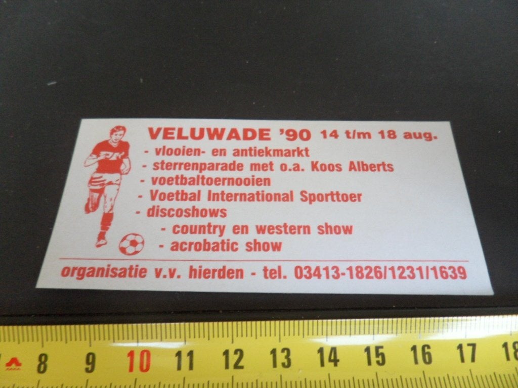 sticker v.v. Hierden  VELUWADE '90   met Koos Alberts *, Verzamelen, Ophalen of Verzenden, Zo goed als nieuw