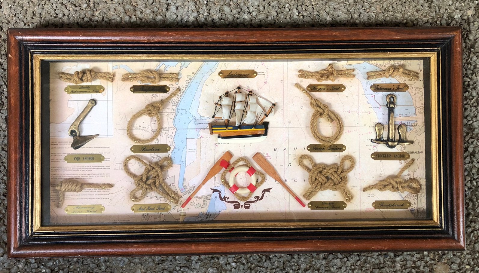 Decoratief Maritiem Knopenbord met Scheepsmodel, Huis en Inrichting, Minder dan 50 cm, Gebruikt, Overige typen, Ophalen of Verzenden
