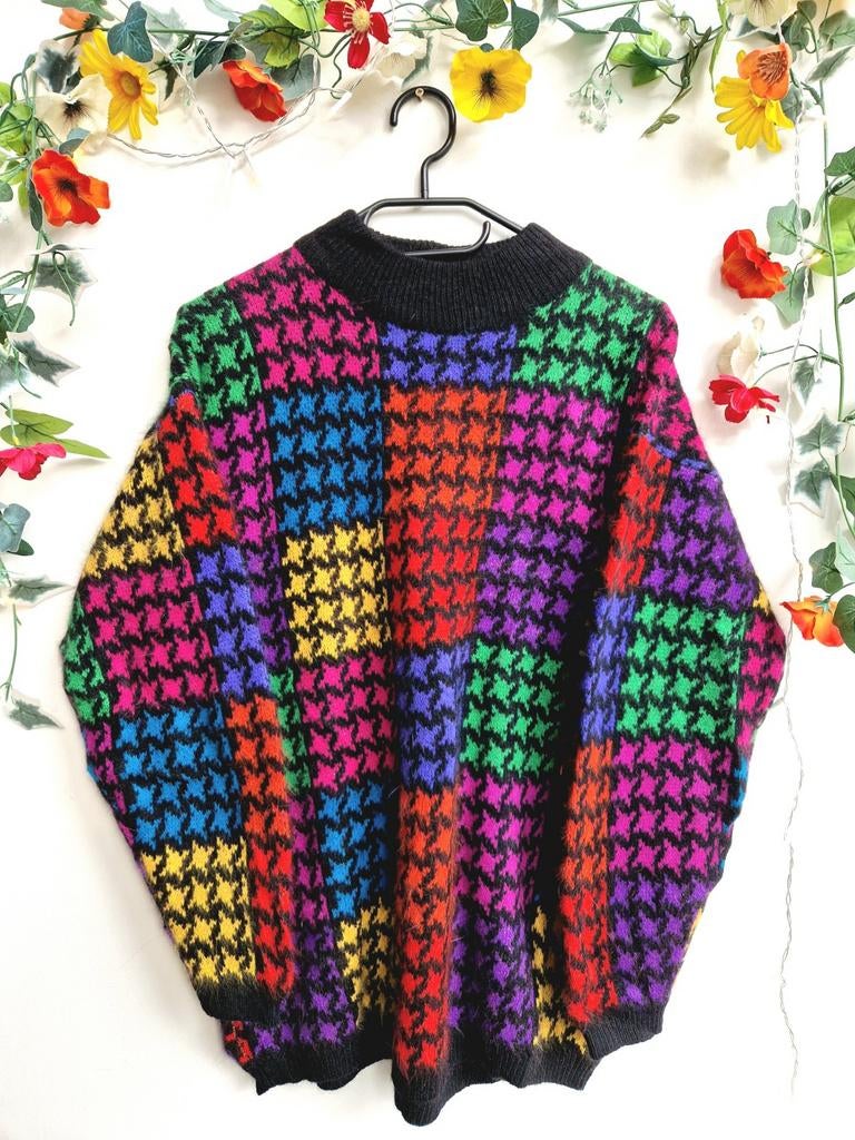 Super leuke zachte vintage gekleurde trui angora en lamwol, Ophalen of Verzenden, Zo goed als nieuw, Maat 46/48 (XL) of groter