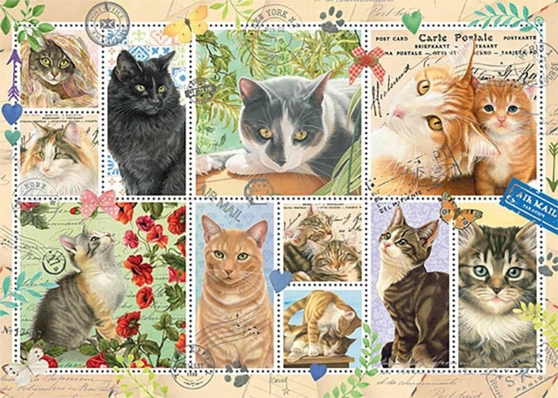 Jumbo - Francien’s Katten Postzegels - 1000 stukjes, Ophalen of Verzenden, 500 t/m 1500 stukjes, Nieuw, Legpuzzel