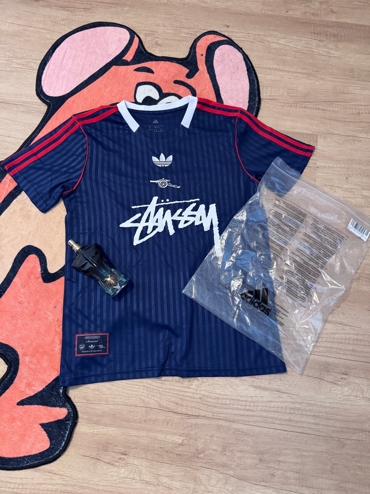 Arsenal x Adidas x Stussy voetbalshirt - Maat S, Ophalen of Verzenden, Zo goed als nieuw, Maat 46 (S) of kleiner, Blauw