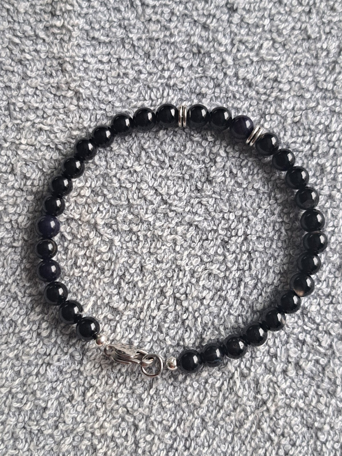Zwarte Agaat Armband Unisex, Overige materialen, Met bedels of kralen, Zwart, Nieuw