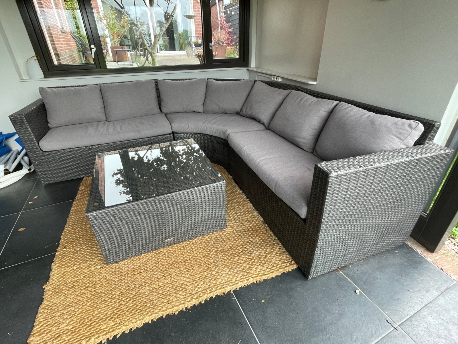 Bardani loungebank met tafel, Ophalen, Gebruikt, Wicker, Loungeset