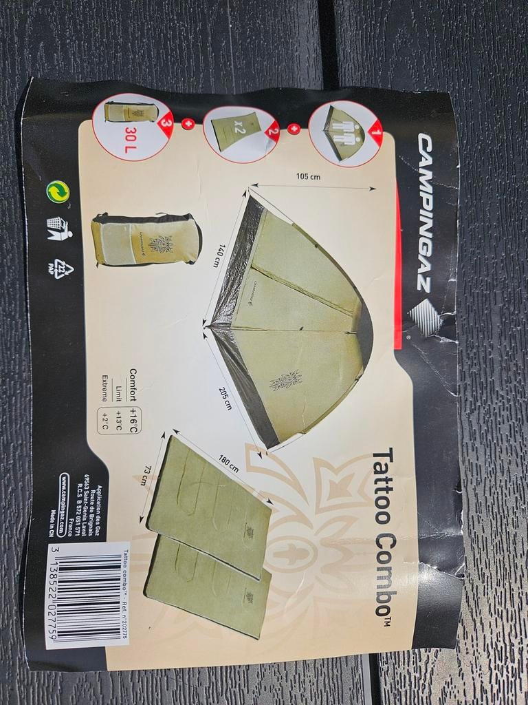 Campingaz Tattoo Combo iglo tent met 2 slaapzakken, Caravans en Kamperen, Tenten, Ophalen, Gebruikt