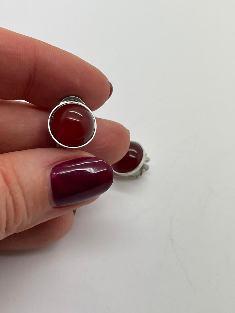 D468 Prachtige zilveren clip oorbellen carneool, 20 of groter, Ophalen of Verzenden, X, Met edelsteen