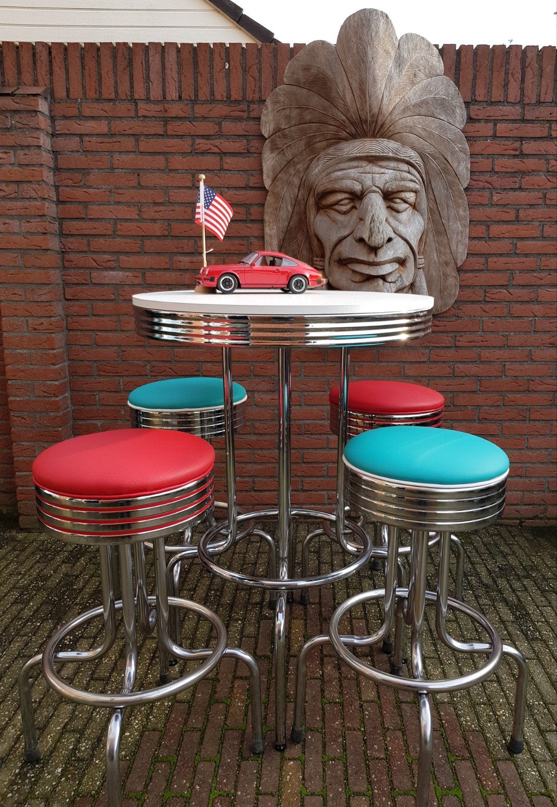 FIFTIES SIXTIES AMERIKAANSE BARKRUKKEN BEL AIR BARTAFEL, 60 tot 90 cm, Met voetsteun, Ophalen of Verzenden, Zo goed als nieuw