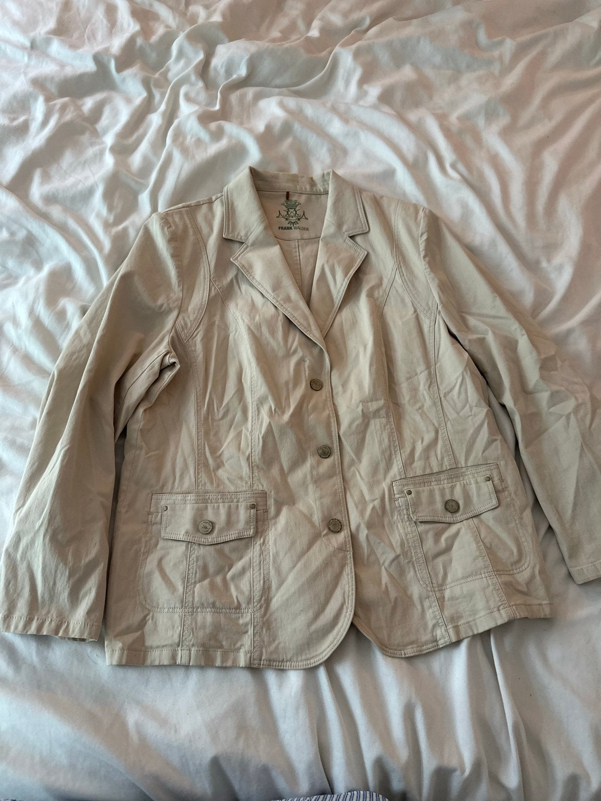 Frank Walder Beige Blazer Jasje Maat 46, Beige, Maat 46/48 (XL) of groter, Ophalen of Verzenden, Jasje