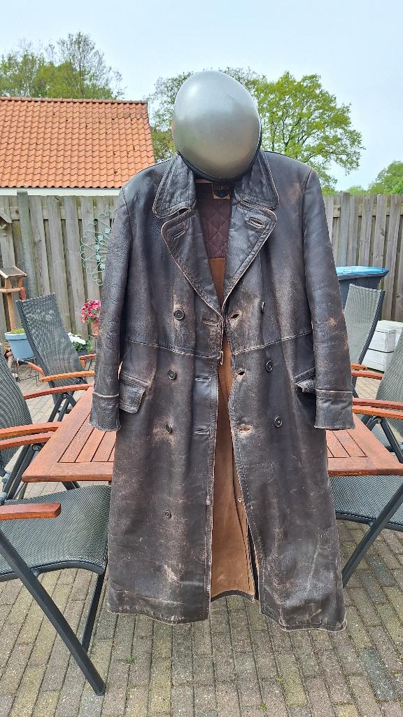 Lange leren jas van vroeger, Kleding | Dames, Jassen | Winter, Ophalen, Maat 42/44 (L), Gedragen, Gelmok