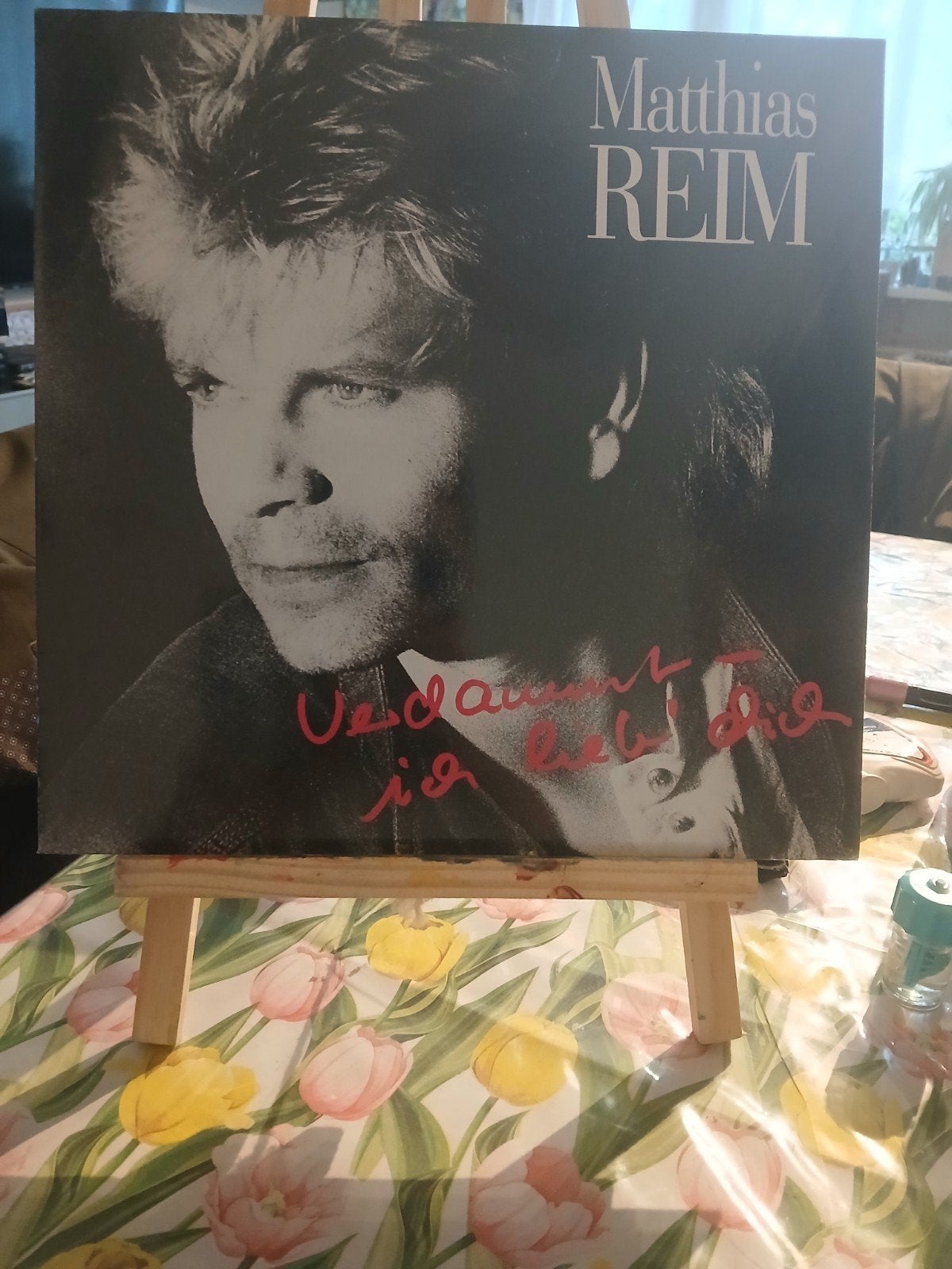 Matthias Reim maxi  Verdammt ich lieb' dich LP (Gesigneerd), Gebruikt, 1990 - 1999, Originele persing, Ophalen of Verzenden