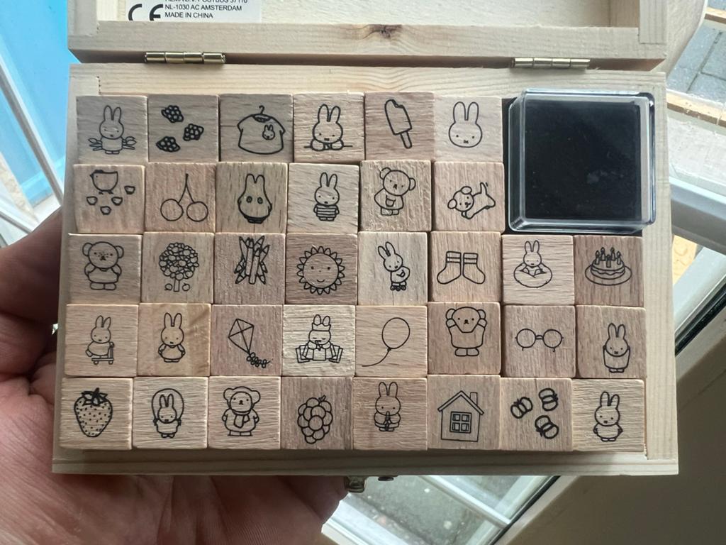 Nijntje Stempelset in Houten Doosje, Ophalen of Verzenden, Zo goed als nieuw, Houten stempel