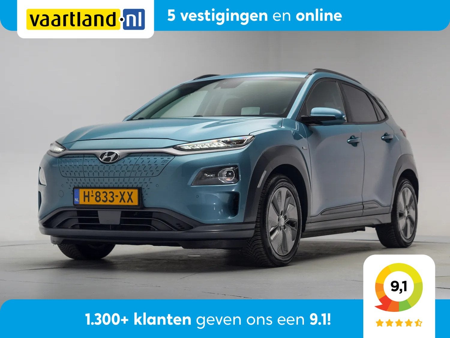 Hyundai KONA EV Premium 64 kWh [ Apple carplay Leer Cruise c, 0 cilinders, Gebruikt, Adaptive Cruise Control, Blauw