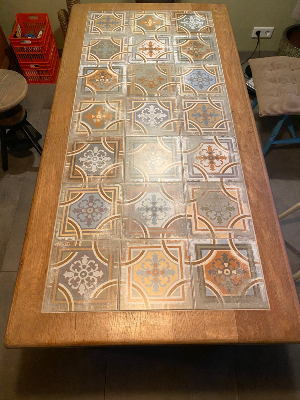 Massief Eiken eettafel, Huis en Inrichting, Tafels | Eettafels, 50 tot 100 cm, 150 tot 200 cm, Vijf personen of meer, Rechthoekig