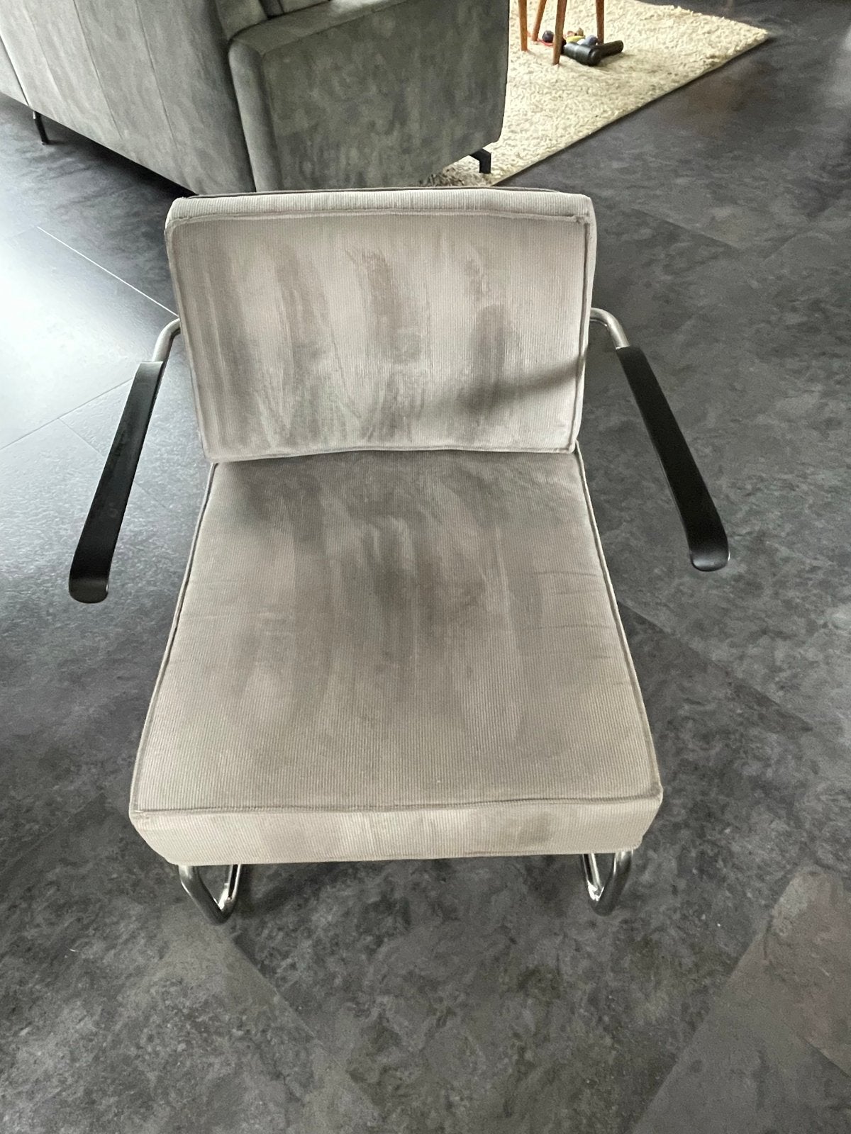 Zuiver Ridge Fauteuil - Rib Stof Grijs, Huis en Inrichting, Ophalen, Gebruikt, Minder dan 75 cm, Stof