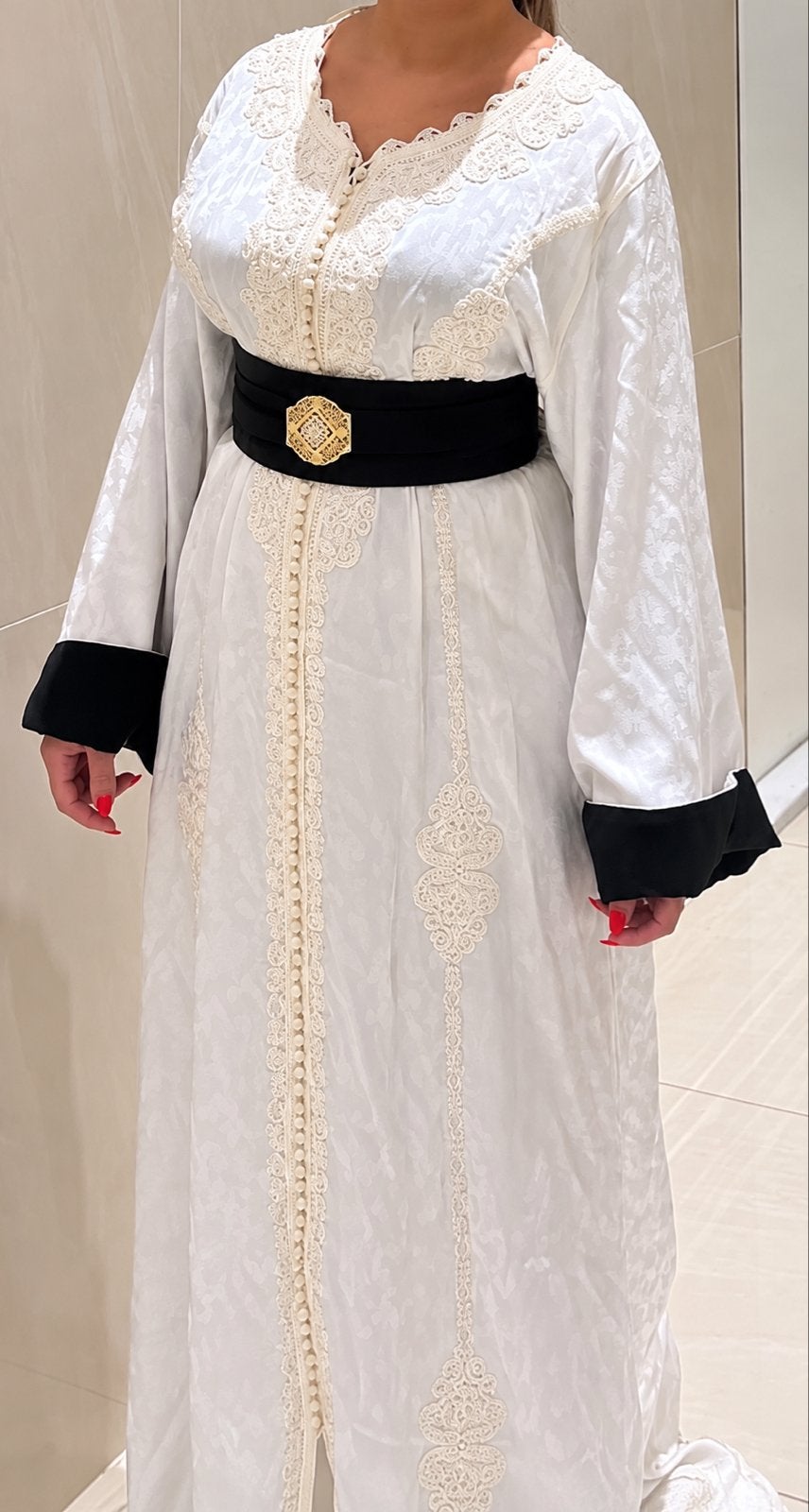 Elegante Witte Kaftan, Kleding | Dames, Maat 38/40 (M), Overige typen, Wit, Ophalen of Verzenden