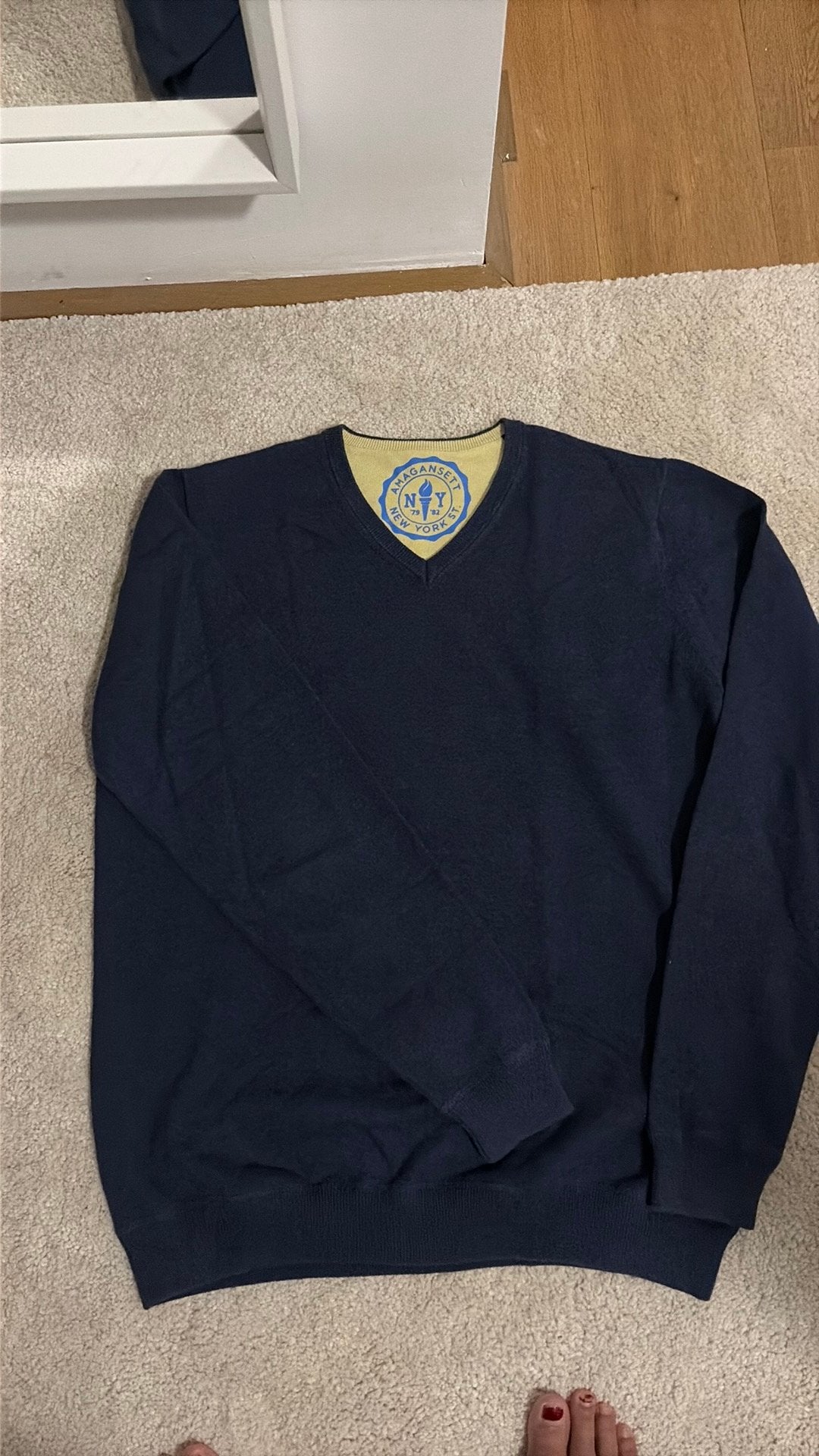 Amagansett New York V-hals trui - Maat M, Ophalen of Verzenden, Zo goed als nieuw, Maat 48/50 (M), Blauw