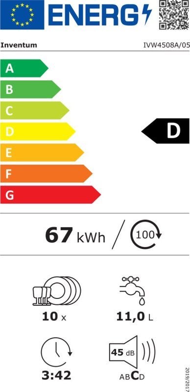 Inventum smalle inbouw vaatwasser IVW4508A - 45 cm, Minder dan 85 cm, Inventum Huishoudelijke Apparaten B.V., Meander 901 6825 MH Arnhem