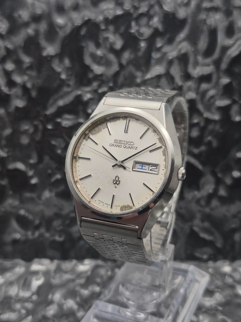 Seiko Grand Quartz Ref. 4843-8110 Vintage Kanji Day Date, Gebruikt, Info@seikowatches.com, Polshorloge, Ophalen of Verzenden
