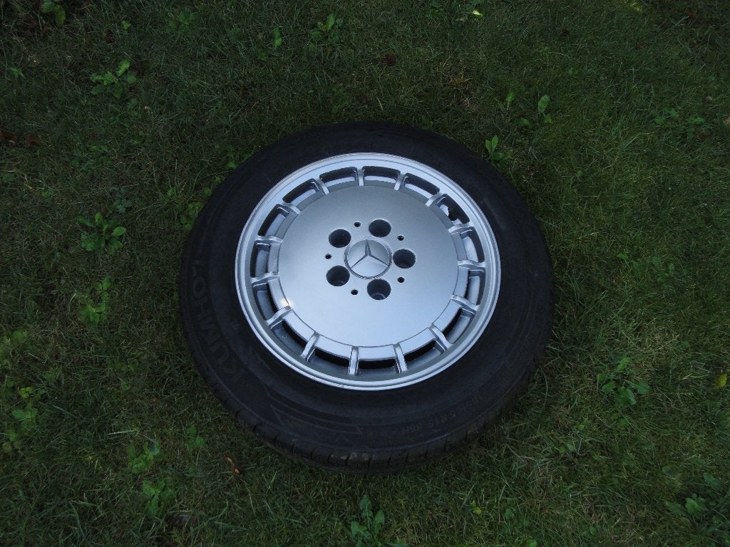 Mercedes W201,190E alu velgen origineel,zomerbanden 15 inch, Ophalen, Gebruikt, 15 inch, Banden en Velgen