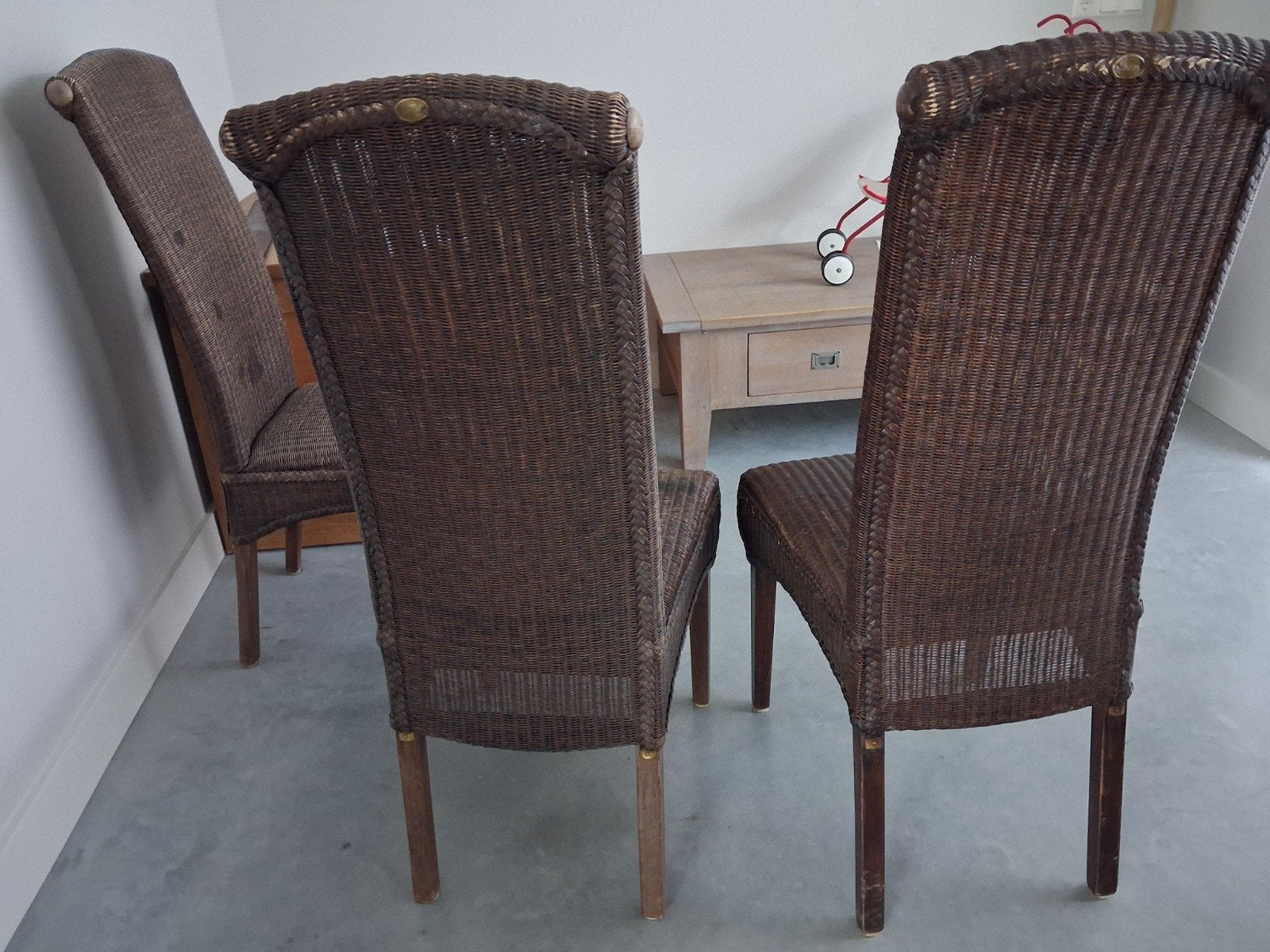 6 loom stoelen, Ophalen, Gebruikt, Bruin, Hout