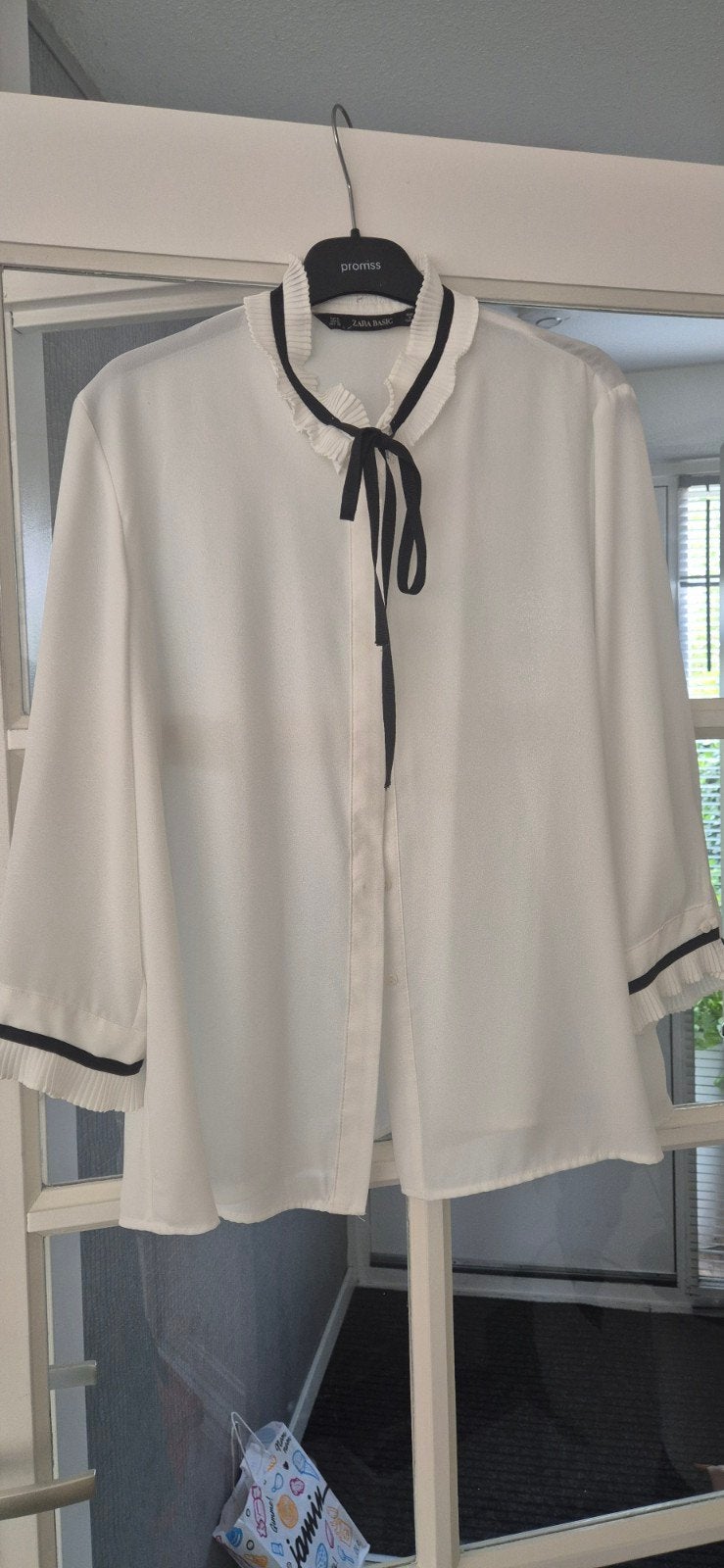 Zara Basic Ruimvallende Blouse met 3/4 Mouw en Strik, Kleding | Dames, Blouses en Tunieken, Wit, Maat 46/48 (XL) of groter, Ophalen of Verzenden