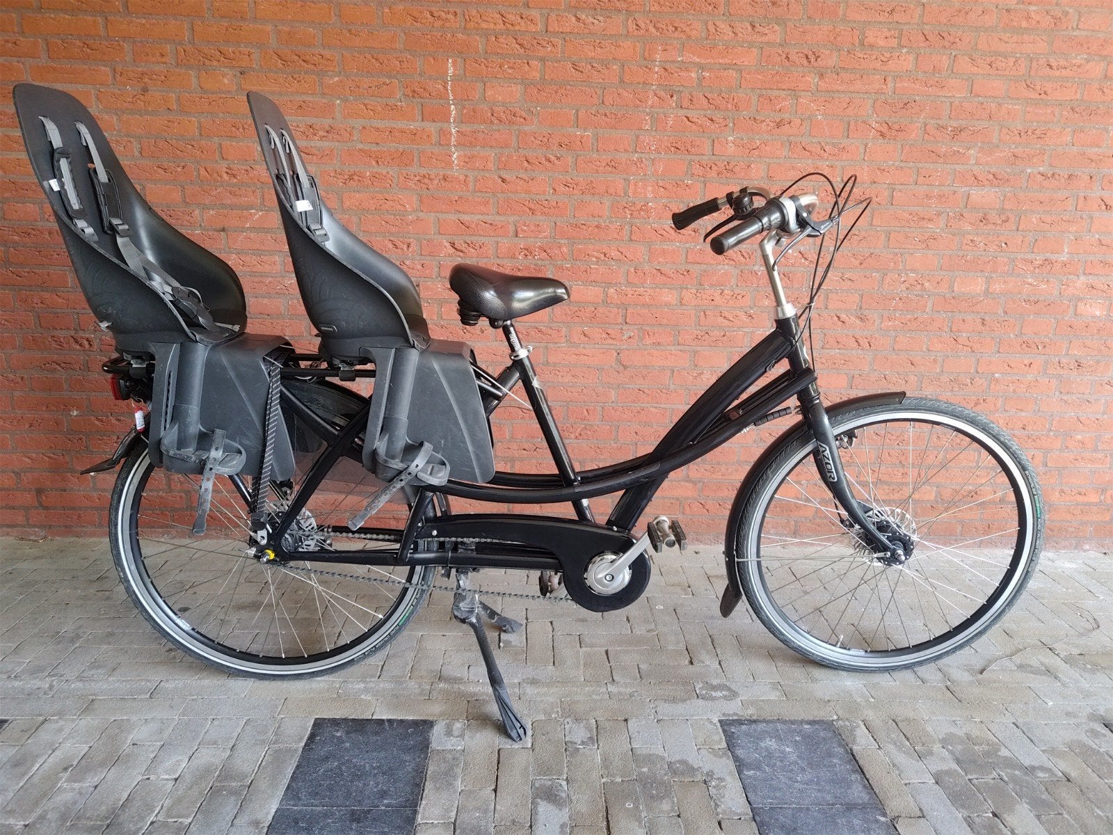 Azor Tweeling Longtail Fiets - Zwart, 53cm, 8 versn., Ophalen