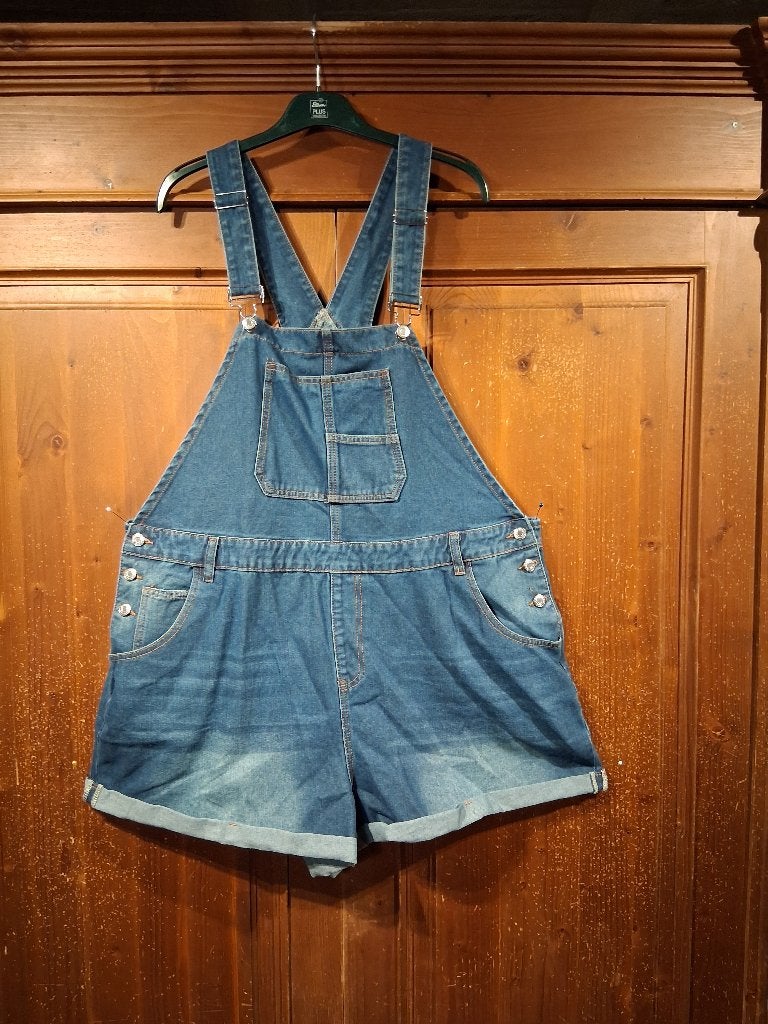 Nieuwe denim tuinbroek salopette short 4xl = 50-52, Kleding | Dames, Ophalen of Verzenden, Nieuw, Blauw, Broek of Spijkerbroek