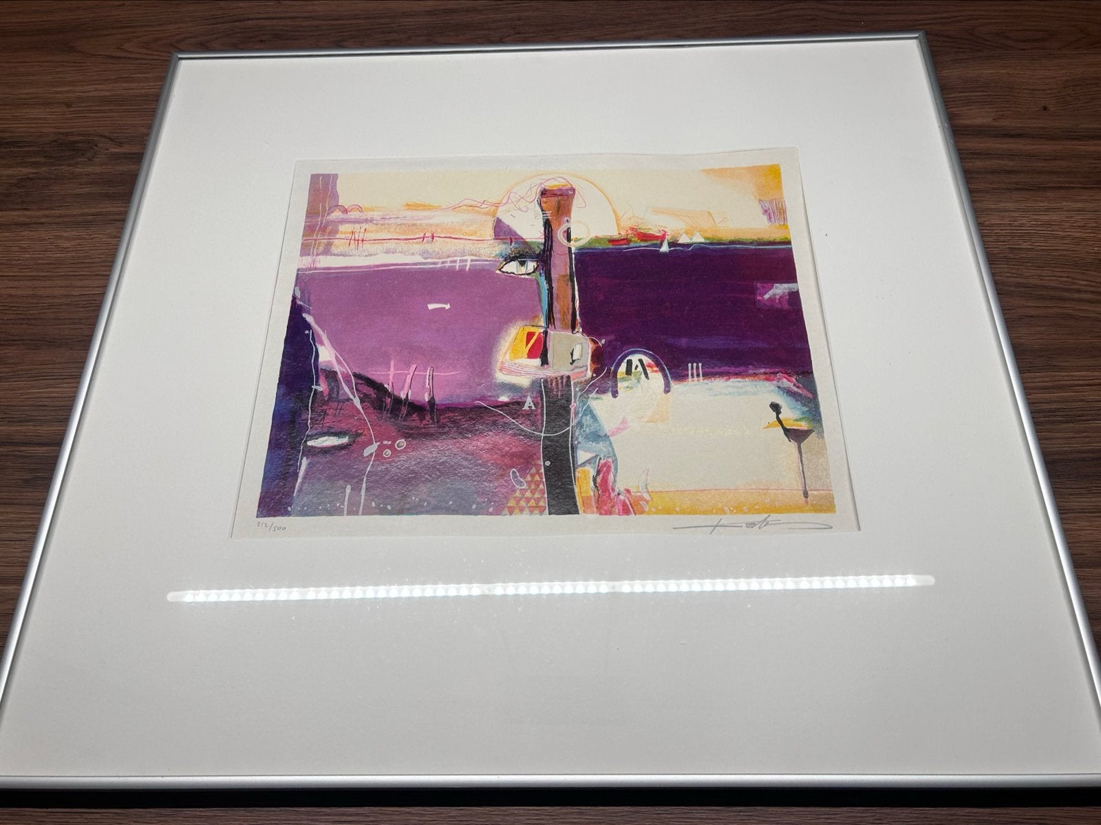 Ingelijste Zeefdruk "Purple" - Kantcho Kanev (212/500), Zeefdruk, Gelimiteerde oplage, Abstract, Ophalen