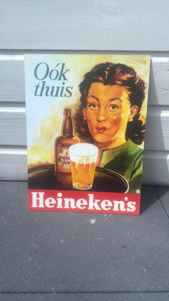 heineken bord, Verzamelen, Biermerken, Ophalen of Verzenden, Zo goed als nieuw, Reclamebord, Plaat of Schild, Heineken