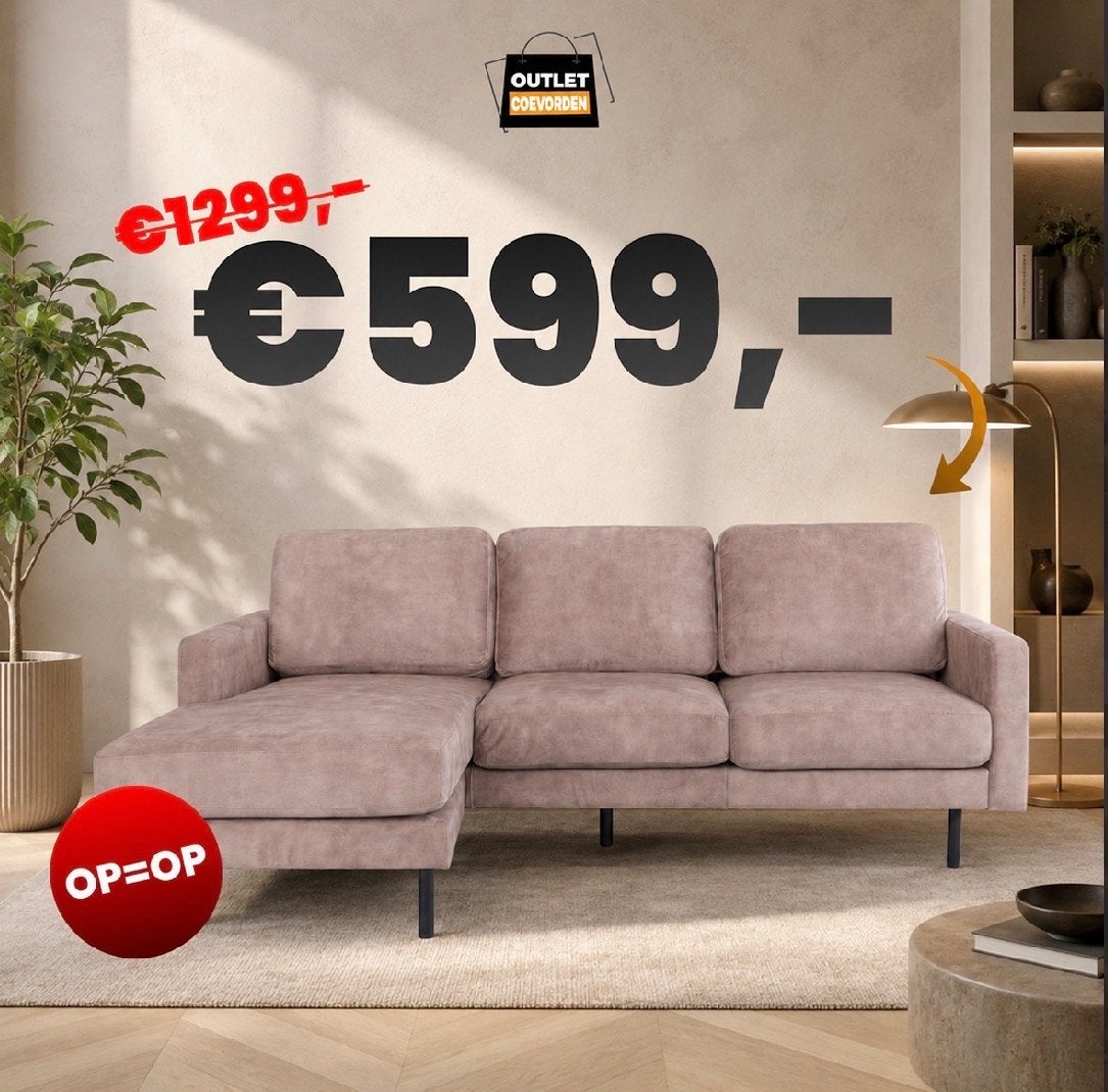 Hoekbank Levi - Meer dan 50% korting! OP=OP!, Ophalen, 250 tot 300 cm, 100 tot 125 cm, Hoekbank