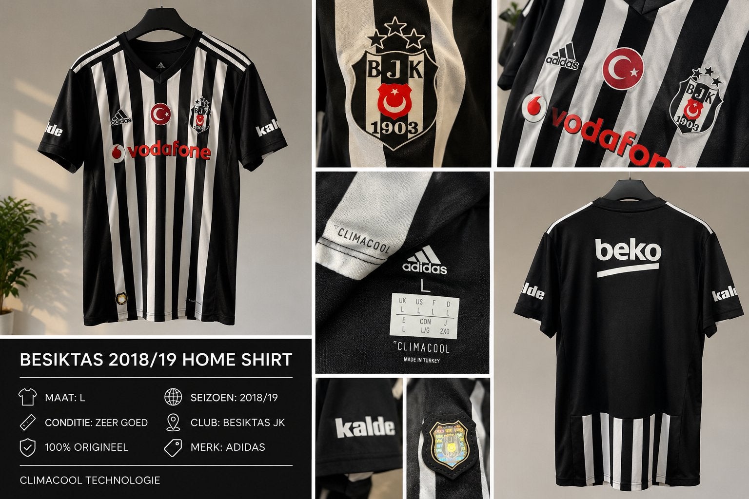 Beşiktaş 2018/19 Thuis Shirt - Maat L, Maat 52/54 (L), Zwart, Ophalen of Verzenden, Zo goed als nieuw