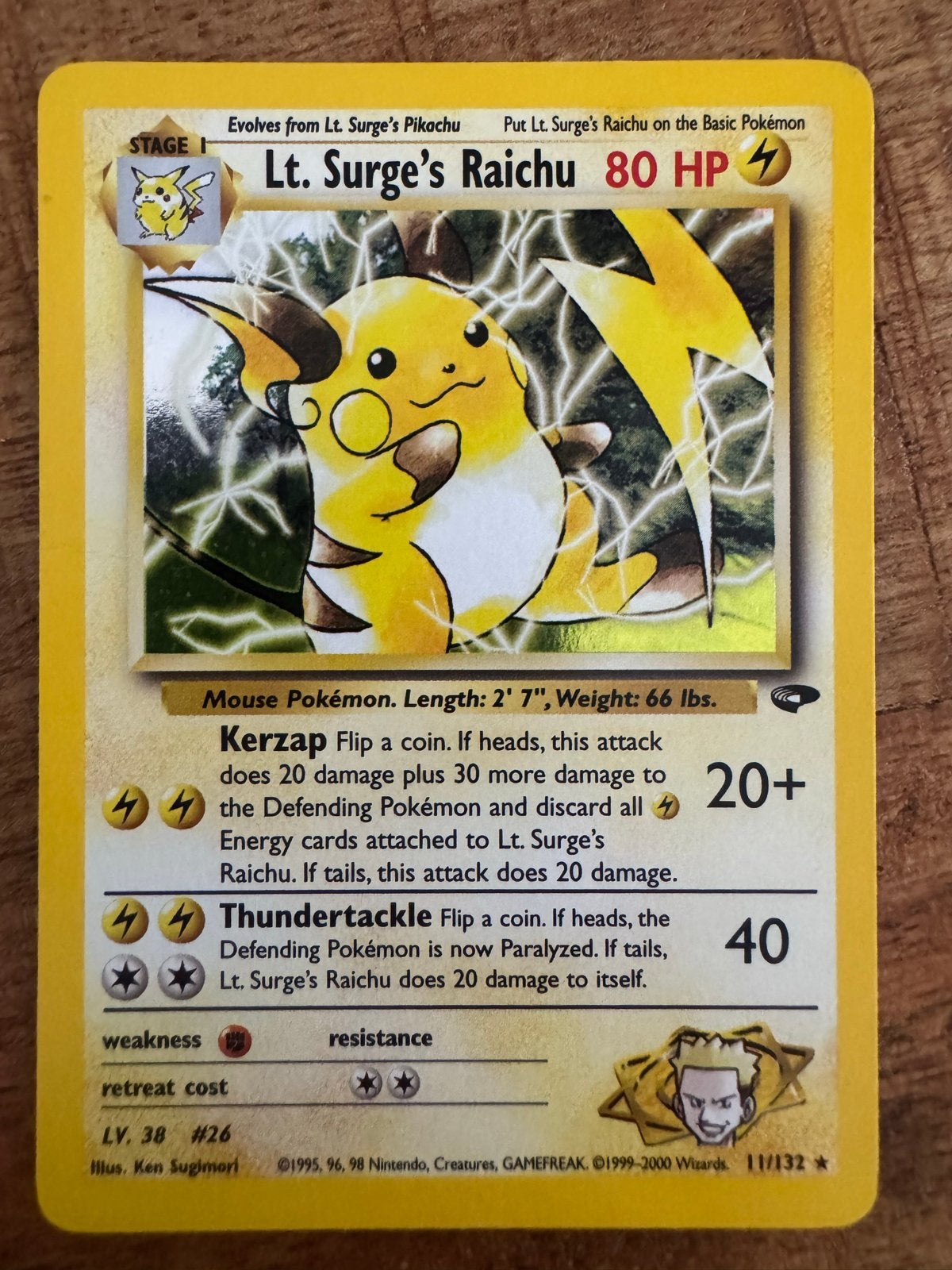 Lt. Surge's Raichu Pokémon Kaart (11/132) - Gym Heroes, Ophalen of Verzenden, Losse kaart