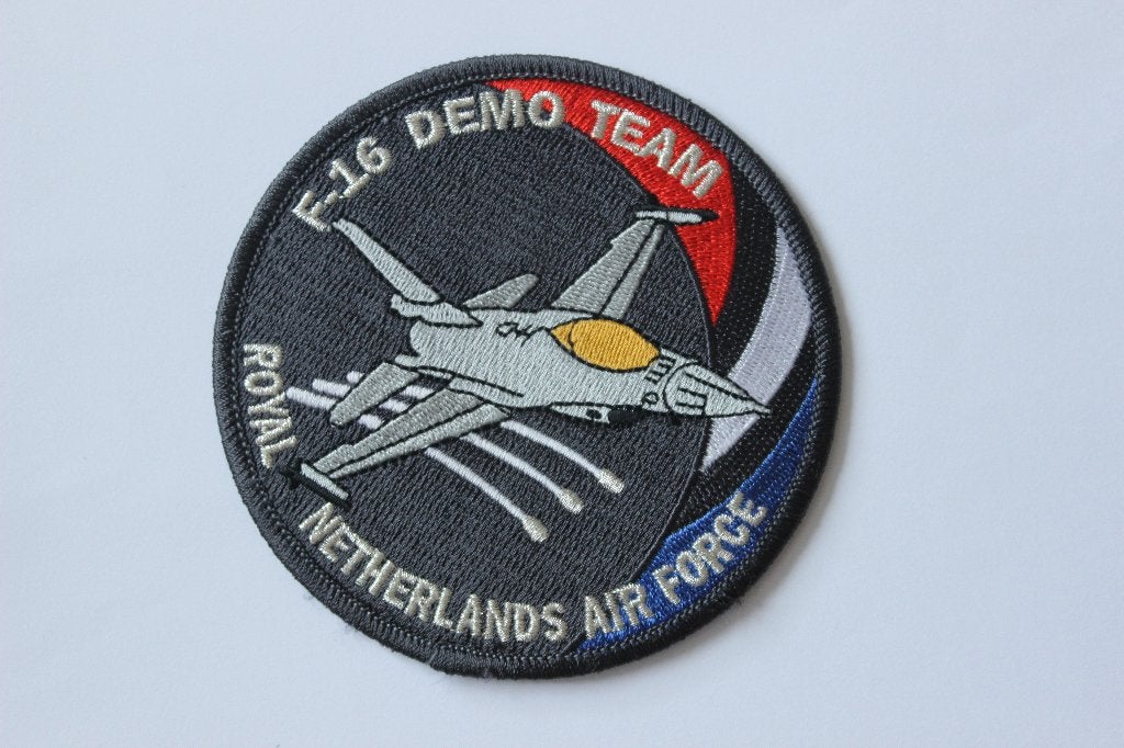 patch allerlaatste jaar  rnlaf f-16 demoteam   2014, Verzenden, Zo goed als nieuw, Patch, Badge of Embleem