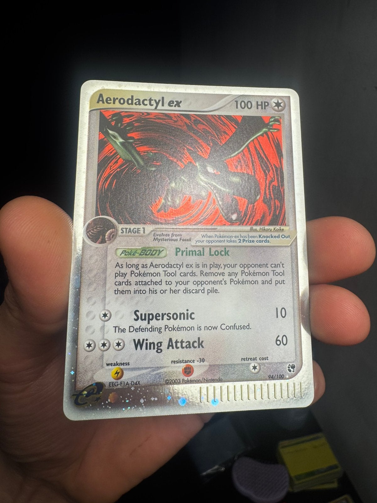 Aerodactyl EX | NM | Holo, Ophalen of Verzenden, Zo goed als nieuw, Losse kaart, Foil