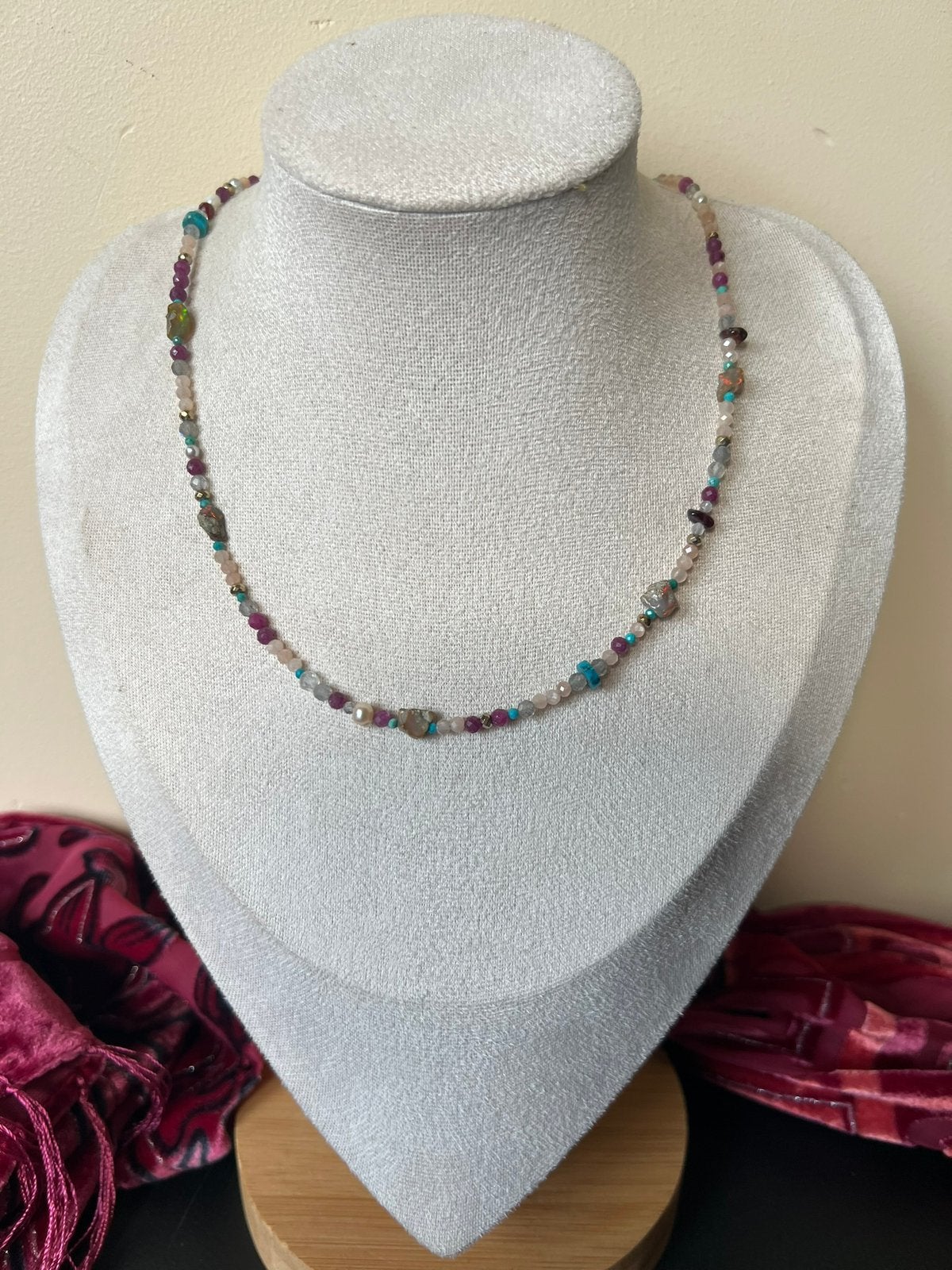 Robijn vuuropaal parel etc. liefde geluk uniek magie, Sieraden, Tassen en Uiterlijk, Kettingen, Magnolia11, Nieuw, Verstelbaar