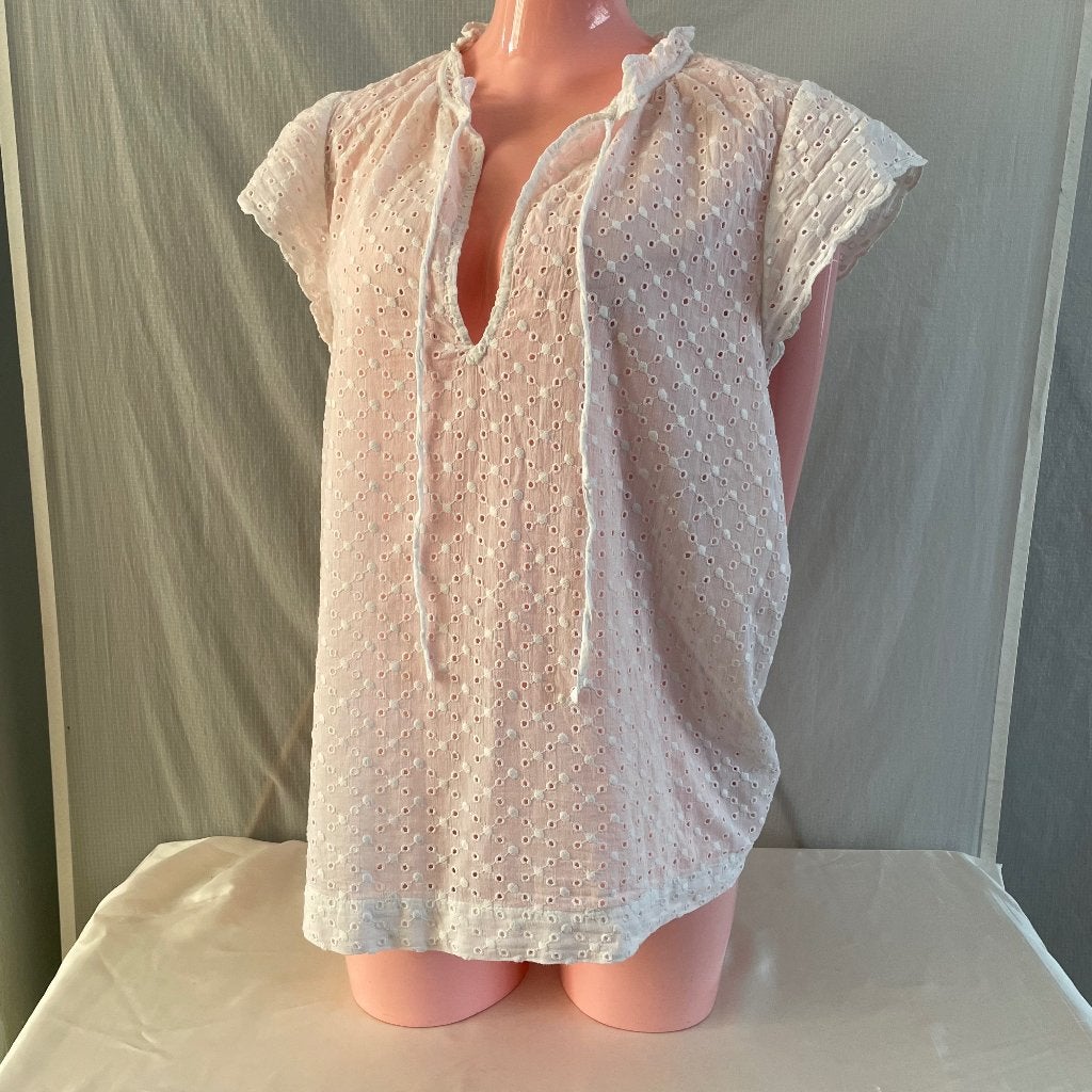 H&M witte Broderie Anglaise blouse, maat M. Katoen, Maat 38/40 (M), H&M, Wit, Ophalen of Verzenden