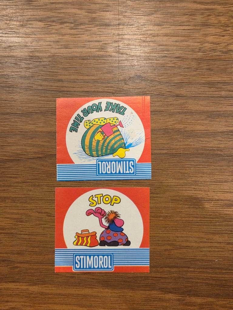 Nr. 6740 Twee Stimorol stickers, Ophalen of Verzenden